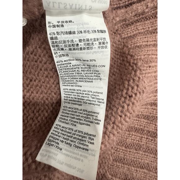 Striped Wool Blend Sweater Crew Neck Pullover Pink Orange Cozy Knitwear - Picture 8 of 8